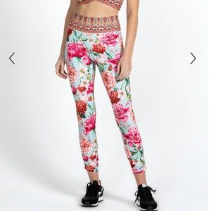 Johnny Was Pink Rose High Waisted Ruched Legging